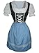 Produktbild Di03bs Mini Dirndl, 3 teiliges Trachtenkleid in hellblau weiß, Kleid mit Bluse und Schürze, Rocklänge 53-55 cm, Gr. 50