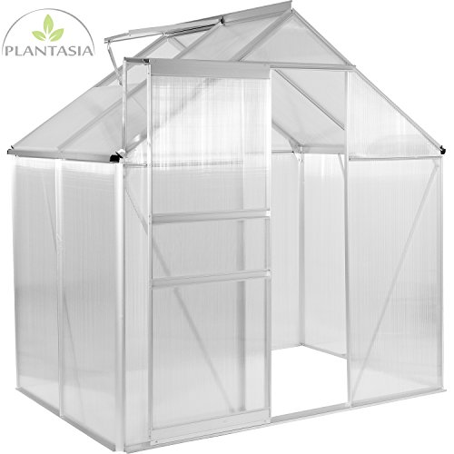 PLANTASIA Alu Gewächshaus mit Fenster, 6 mm Hohlkammerplatten, Größe: 3,94 m³, Aufbauvideo, Gartenhaus, Treibhaus - 2