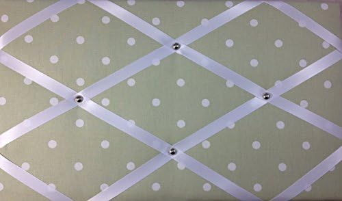 Notice Boards, Memo Boards, Ribbon Boards "Sage Green White Spots", Message Boards