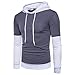 Produktbild VENMO Mens 'feste Heavy Blend Kapuzen-Sweatshirt Patchwork Sweatshirt Hoodie mit Kapuze Herbst Winter Tops Kaputzenpullover Hoodie Pullover Frühling Herbst Sweatshirt Langärmelig Kaputzen (XL, Gray)