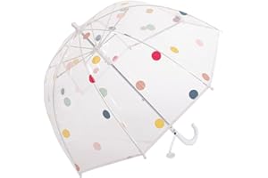 ThreeH Ombrello a bolle trasparente per bambini Manico curvo Robusta plastica infrangibile 8 nervature Ombrello Lovely Dot con apertura manuale