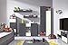 Produktbild Mirjan24  Kinderzimmer Set Lido V, inkl. Kleiderschrank, Standregal, Kommode, TV-Lowboard, Hängeregal, Hängeregal, Komplett, Jugendzimmer Set (mit Beleuchtung, Aschgrau/Grafit + Weiß)