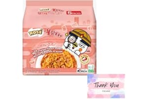 PARAHON Hot Chicken Spicy Ramen korean food - Instant Noodles - Korean Import - Authentic Korean Street Food - Halal Certified - Quick & Easy Meal (Pack of 5, Rose)
