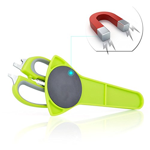 Aznoi Multifunktional Küchenschere 7 in 1 schälen Gemüse/Flocke ein Fisch/Messerbalken/coupe-os/Flaschenöffner/Nussknacker und Glasöffner/Schraubendreher – Gaine mit Magnet in den Kühlschrank – Grün - 3