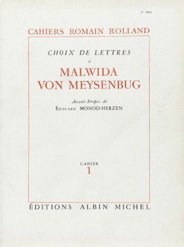 Choix de lettres à Malwida von Meysenbug (livre non massicoté)