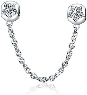 Lucky Star 925 Sterling Silver Safety Chain Charms fit Bracelets Jewellery