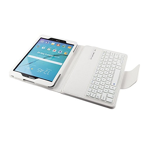 KVAGO Samsung Tab S2 9.7 Tastatur mit Hülle Abnehmbare Wireless Bluetooth QWERTY Tastatur Stilvolle PU Leder Flip Cover Stand Up Schutzhülle mit Tastatur für Samsung Galaxy Tab S2 SM-T815 SM-T810 + Displayschutzfolie + Eingabestift—Weiß - 7