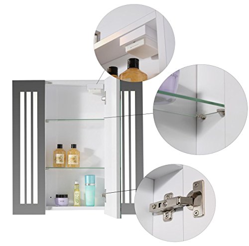 Eurosan Sydney, S60, 1-türiger Spiegelschrank, Superflach, Integrierte LED-Frontbeleuchtung, Breite 60 cm, Weiß - 3
