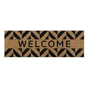 ATMAH Welcome Zigzag Distress Coir Door Mat ( 120cm x 40cm, Slight variations in color)