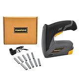 Powerland DIY Akku-Tacker 3,7 LI, 1000 Klammern, Ladegerät, Metalldose (3,7 V, K