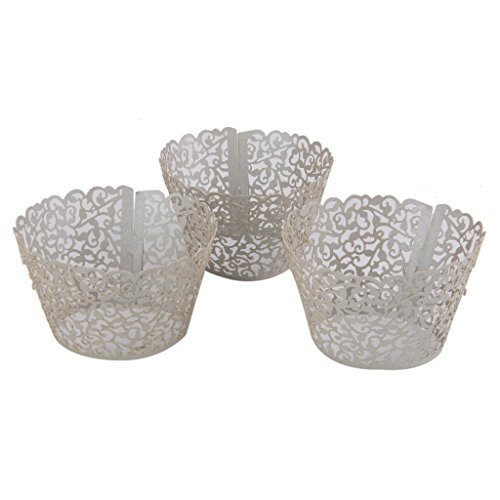 50pcs Cirrusform Dekor Kuchen Cupcake Törtchen Wrapper Verpackung – Silbergrau - 6