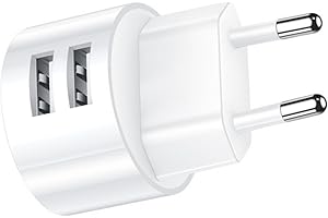 Leloco USB Steckdosenadapter - USB Netzteil Flach 2 Ports Mehrfach Ladegerät, 5V 2,1A, kompatibel mit IP44 Steckdosen und Kabeltrommeln, für Smartphones/Tablets/MP3-MP4 Player/eBooks/Navi/etc.