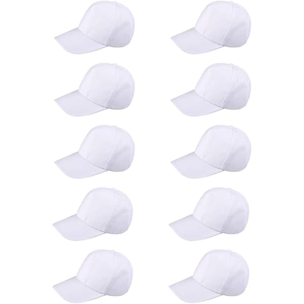 Casquettes Baseball Blanches 10 Pièces - Dos En Maille Respirante, Personnalisables Par Sublimation | Taille Ajustable Unisexe