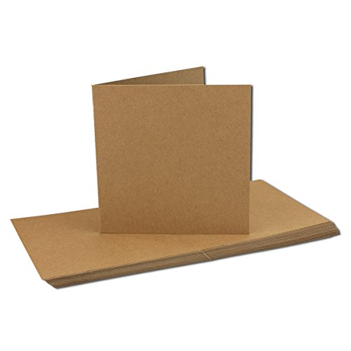 Kraftpapier-Karten inklusive Briefumschläge | 50er-Set | Blanko Recycling Einladungskarten in Braun | bedruckbare Post-Karten quadratisch Größe (gefaltet): 135 x 134 mm - 2