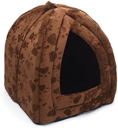 Dog Cat Luxury Pet Igloo Soft Comfy House Bed Igloo Pets (Brown)