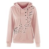 iHENGH Neujahrs Karnevalsaktion Damen Frühling Sommer Top Bluse Bequem Lässig Mode Frauen Womens Langarm Kapuzenshirt Musiknote Print Sweatshirt Pullover Bluse