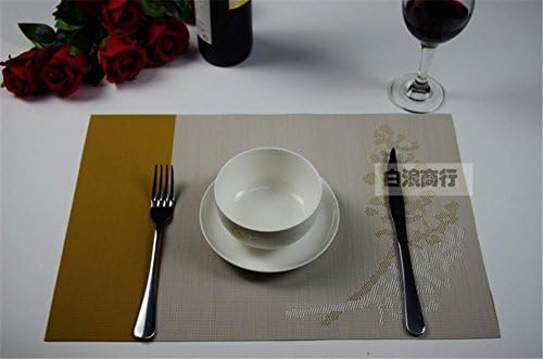 DIANZHUO The New A Flower Elegant European Style Hotel Pvc Placemat Home Insulation Pads Bowl Pad Non-Slip Jacquard Western Mats , Light Blue
