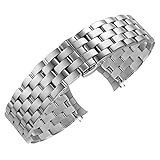Luxus Edelstahl gebogenes Ende poliert Uhrenarmband Armband Ersatz mit Butterfly-Verschluss für Männer Silber 23mm