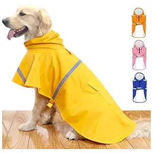 HAPEE Dog Raincoats Poncho Jacket for Large Dogs with Reflective Strip Hoodie (Yellow, XL, Back Length: 24