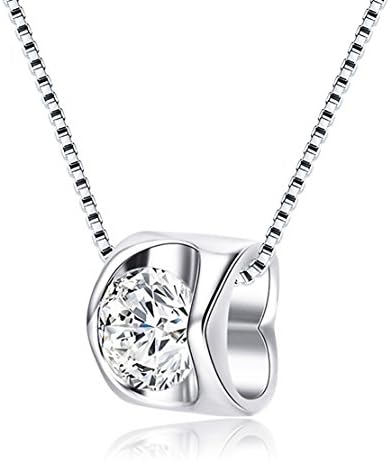 Mrs IXIQI Real 925 Sterling Silver Heart Shape Infinity Love Pendant Necklace Gifts Present for Women 45cm Chains