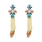 Material: metal XAFXAL Pendientes De Mujer,Moda Mujer Bohemia Caída con Flecos Pendientes Beige Cordón Exageración Vintage Mujer Cuelgue Borla Aretes Joyería