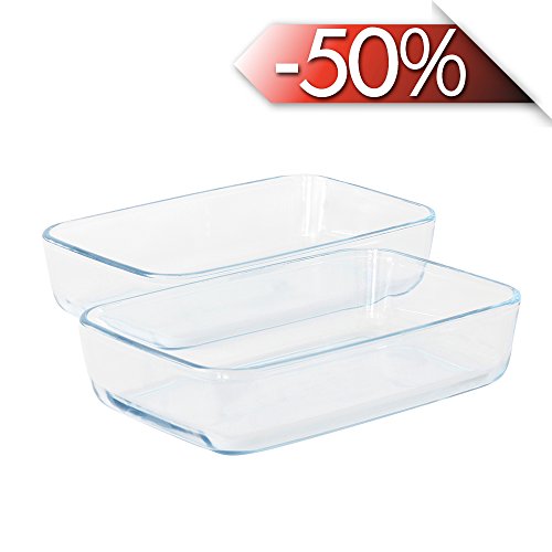 ProCook Ofenform aus Glas, rechteckige Auflaufformen, Set, 2-teilig