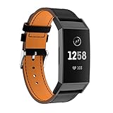 BZLine für Fitbit Charge 3 Watch Armband, Luxus Leder Einstellbar Armband Strap Band Ersatz Uhrenarmband für Fitbit Charge 3