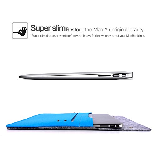 YESSBON 13,3 Zoll Macbook Air/Pro Retina Schönem Filz Sleeve Filztasche Hülle Ultrabook Laptop Tasche Notebook-Taschen Speziell für 13,3 Apple Macbook Pro Retina und Macbook Air Zoll Entworfen Weihnachtsgeschenke Frauen und Männer ( Grau Blau ) - 2