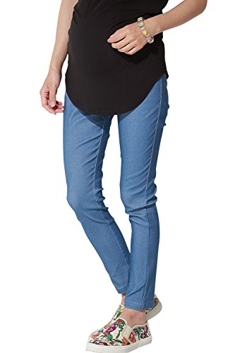 Sweet Mommy Stretchy Skinny Leg Maternity Coloured Trouser SP4029 BLDENIMM