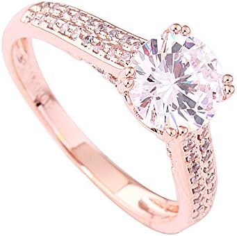 Acefeel Prong Setting AAA Zircon Gold Plated Wedding Engagement Promise Ring Best Gift R199 Size 6.5