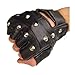 Produktbild PrimeLeather - Hochwertige Handschuhe Echtes Leder Schwarz Mit Nieten Fingerlos Biker Punk Gothic Fahren Radfahren Mittelgroß