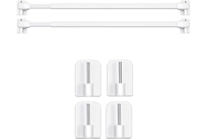 BANJILI-2 Stück Scheibengardinenstange für Fenster Küche DIY-Projekte Ausziehbar Vitragestangen mit Selbstklebehaken (40-70CM-(2Stücks))