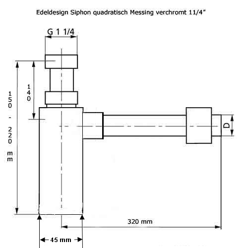 profizeug24 Design Siphon Geruchverschluss quadratische Form Messing verchromt - 2