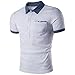 Produktbild Herren T-shirt Tops,Dasongff 2018 Neue Heiße Männer Schlank Sweatshirt Sport T-shirts Kurzarm Casual Polo Shirt Tee-Tops Revers Freizeit Hemd (S, Weiß)