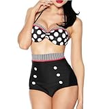 RETRO Stripe Swimsuits Suits Swimwear Vintage Bandeau HIGH WAISTED Bikini Set