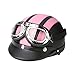 Produktbild KKmoon Motorrad Roller Open Face Halbes Leder-Helm mit Visier UVschutzbrille Retro Vintage Style 54-60cm
