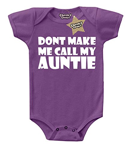 Don't Make Me Call My Auntie Print Purple & White 0 - 3 Months