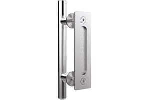 LTIYITL 24CM Tirador de puerta corredera de acero inoxidable, mango de puerta de granero, moderno, plata (1 unidad)