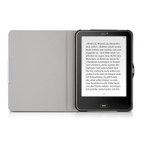 kwmobile Hülle für Tolino Vision 1 / 2 / 3 / 4 HD – Flipcover Case eReader Schutzhülle – Bookstyle Klapphülle To the world Design Weiß Schwarz - 4
