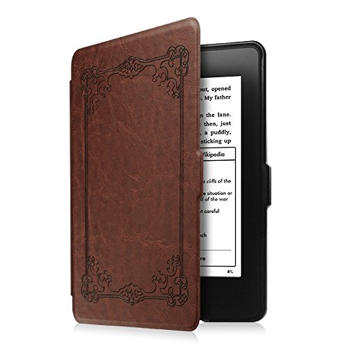 FINTIE SlimShell Funda para Kindle Paperwhite - La Más Delgada y Ligera Carcasa de Cuero Sintético con Función de Auto-Reposo/Activación (No se Adapta a 10.ª generación 2018), Vintage Brown