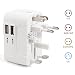 Produktbild RedRiver Stromadapter: Universal USB reiseadapter mit 2 USB-Ports aus 150 Ländern weltweit US UK EU AU Universal fusionierten Sicherheit AC-in Einem Ladegerät mit LED-Betriebsanzeige (Weiß)