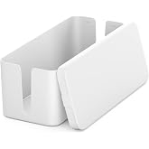 deleyCON Cable Management Box 32.8 cm x 13.5 cm x 12.5 cm Robust Plastic 2 Cable Guides Protection and Safety White