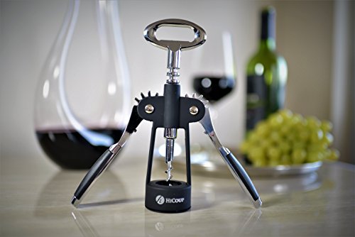 Flügel-Korkenzieher zum Öffnen von Weinen, von HiCoup – Korkenzieher als Premium-Gesamtlösung zum Öffnen von Weinen und anderen Flaschen, mit zusätzlichem Weinflaschenverschluss - 9