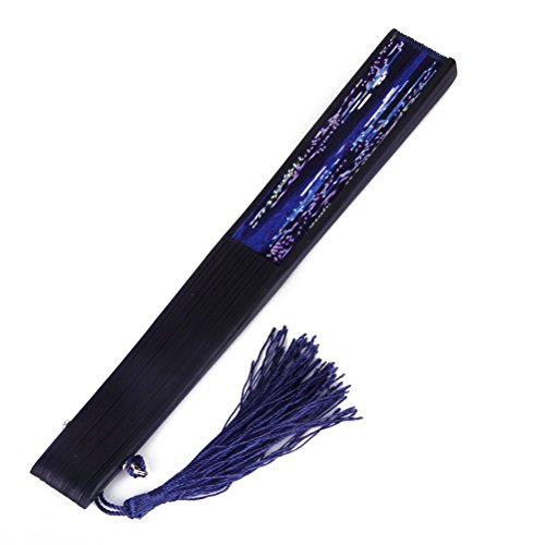 PIXNOR Womens Folding Bambus-Hand-Ventilator mit Quaste für Hochzeit Geschenke ( Schmetterlings-Lilien) - 3