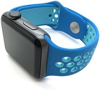 High Quality Replacement Silicone Sports Strap 38mm/42mm For Smart Watch Series 1/2/3 Size M/L (42mm, Blue &amp; Light Blue)