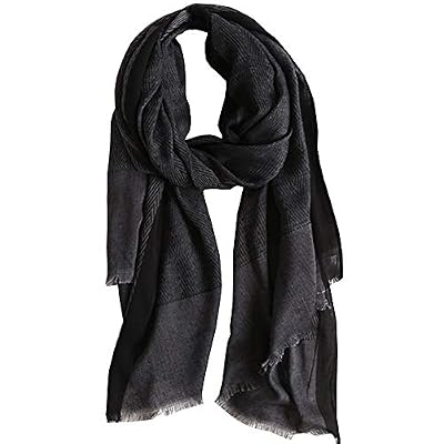 WZTP Echarpe Châle Homme Femme Coton Chaud Longue Doux Rayures Foulard Automne/Hiver Noir et Gris 78.7 * 31.5''