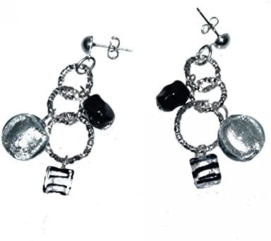 Corte Murrina - BOUCLES D OREILLES CHARMS CHROME EN AUTHENTIQUE VERRE DE MURANO