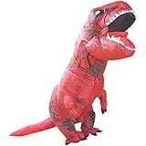 Halloween Adult Inflatable T Rex Dinosaur Party Costume Funny Dress Red with Backpack &amp; USB Cable