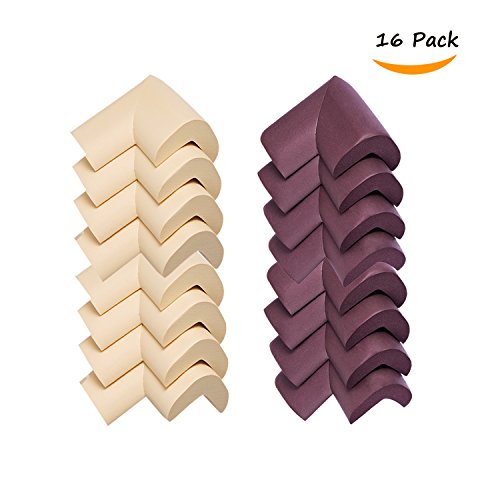 JESWELL Protectores De Esquina 16 Piezas Extra Gruesos Bebé Seguridad Para Esquina Con Adhesivo, Antigolpes Protecciones Para Bordes y Esquinas De Los Muebles (Marró y Blanco)