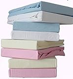 (PACK OF 2) PREMIUM QUALITY THICK COT FITTED SHEETS 60 X 120 CM 100% COTTON. (Cream & Blue)